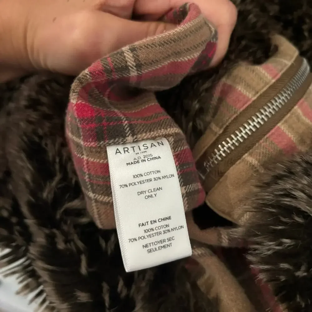Artisan De Luxe Faux Fur Jacket Zip Up Shacket Boho Western Cozy L Montana Vibes